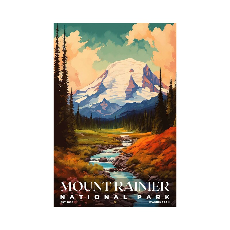 Mount Rainier National Park Poster, Travel Art, Office Poster, Home Decor | S6